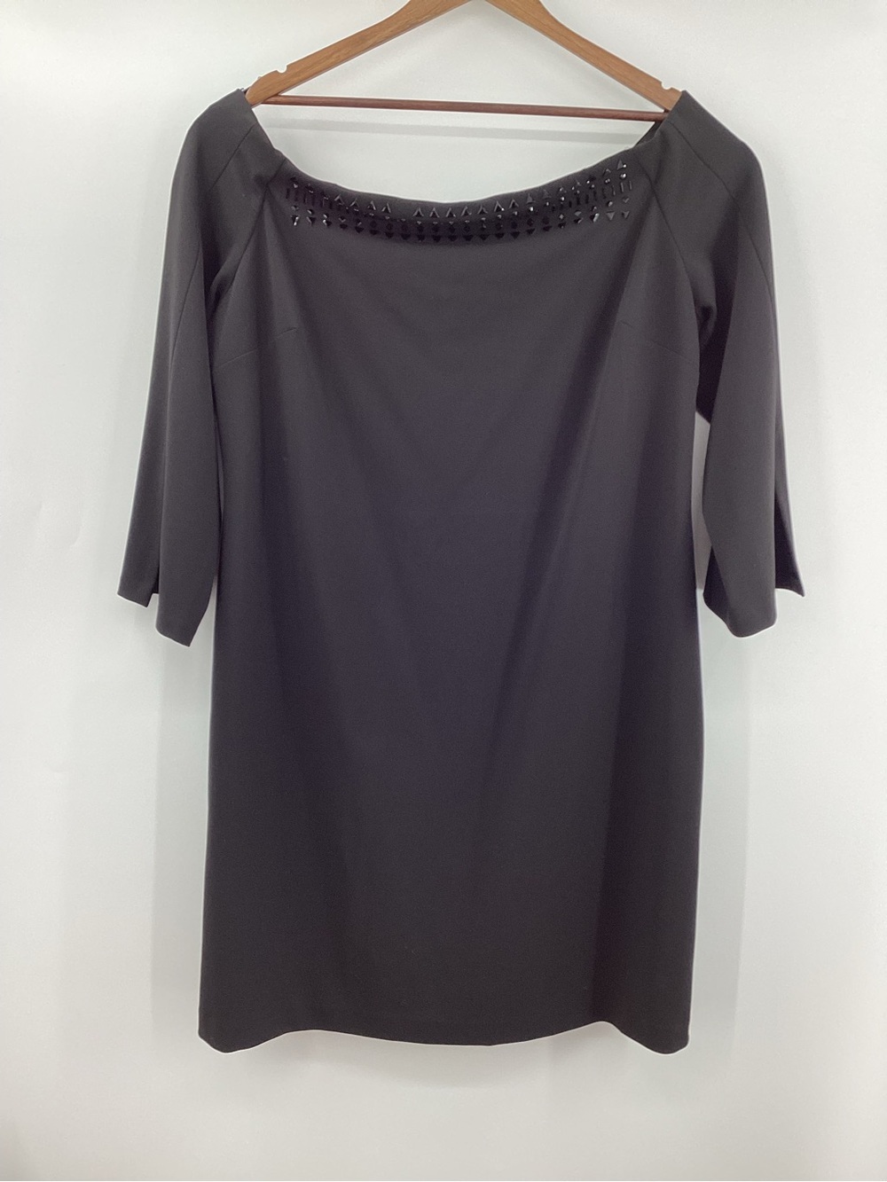 Vince Camuto Black Stud-Trim Off the Shoulder Mini Dress